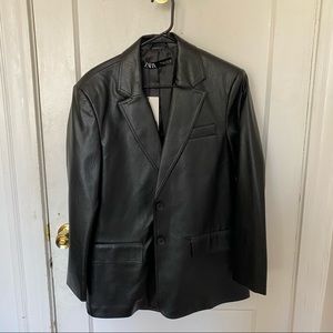 NWT zara faux leather blazer!